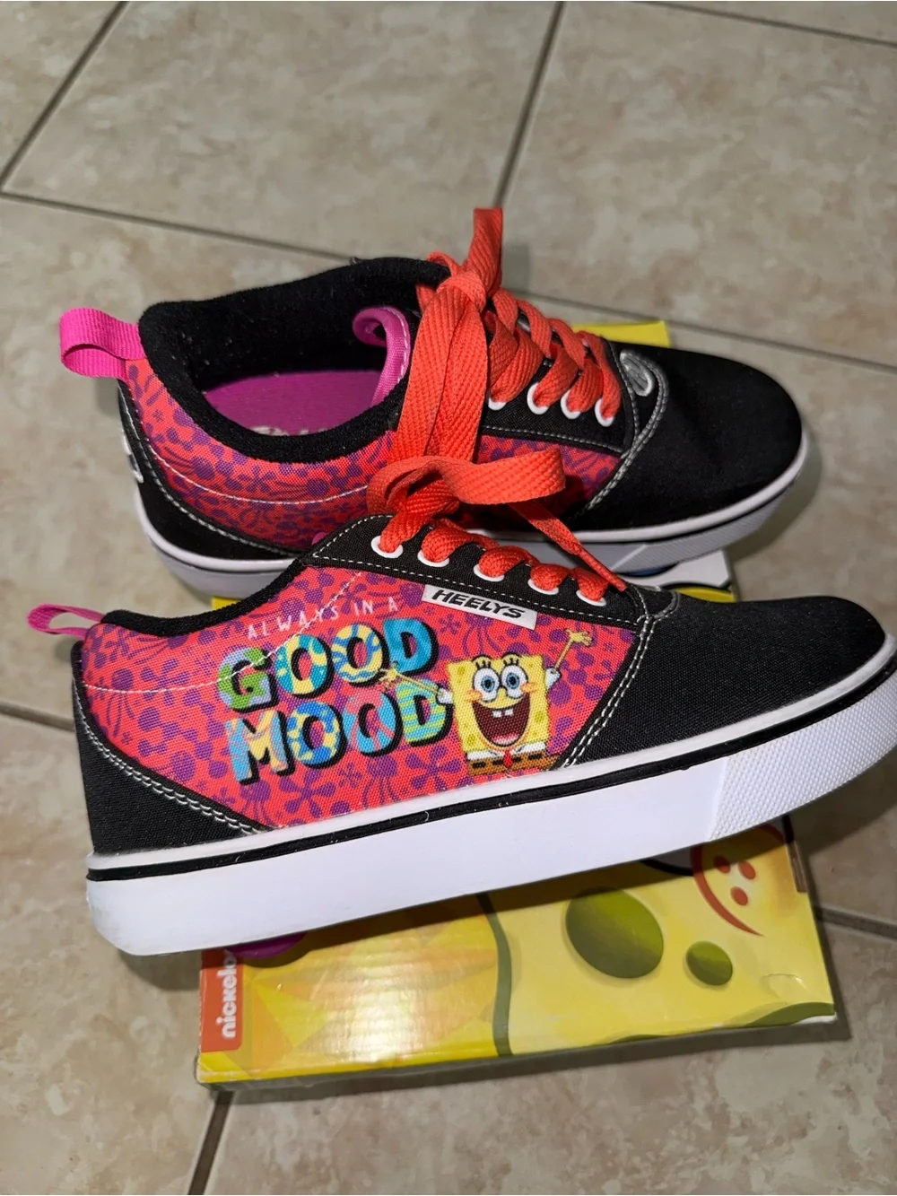 Heelys Kids Black & Pink SpongeBob 'Good Mood' Lace-Up Sneakers